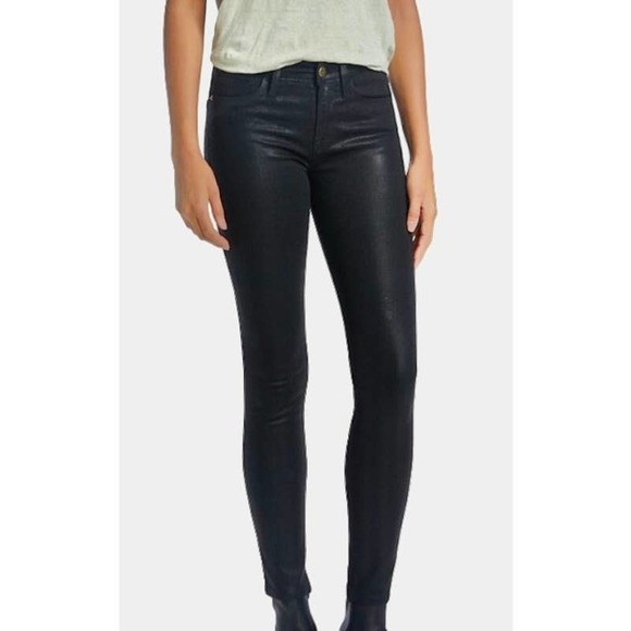 FRAME Le Skinny De Jeanne Denim Ankle Jeans in Black waist 25" coated finish - Picture 1 of 10